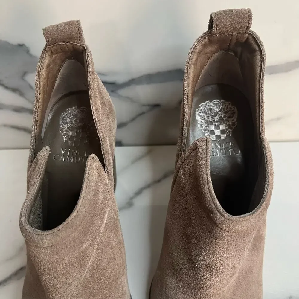 Vince Camuto Brown Leather Block Heel Francia Boots Sz 8.5 Western Boho Festival